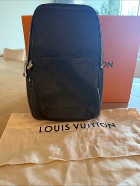 Louis Vuitton Black Damier Graphite Vertical Sling Backpack